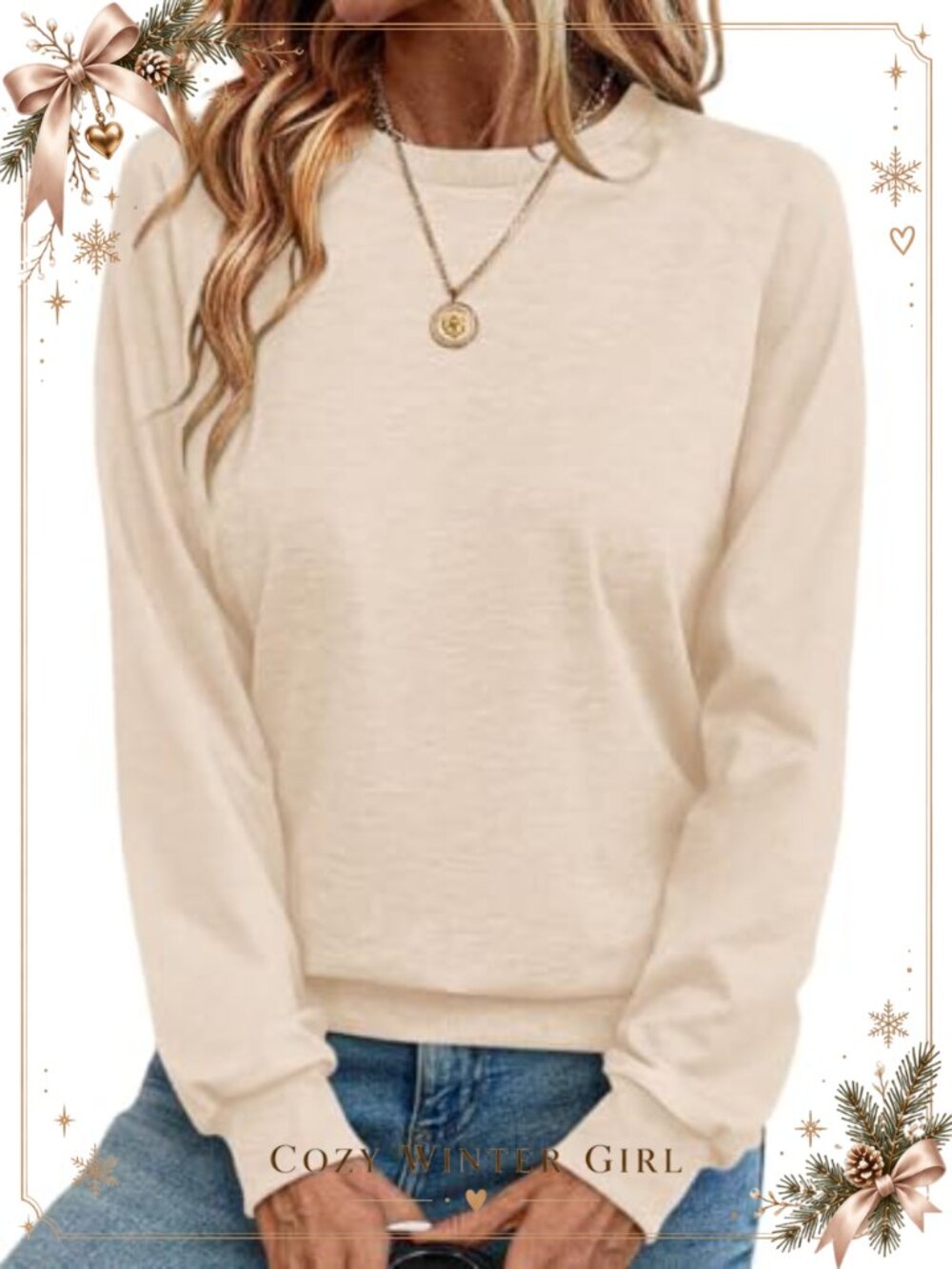 Womens Long Sleeve Crewneck Sweatshirt Loose Pullover Casual Top